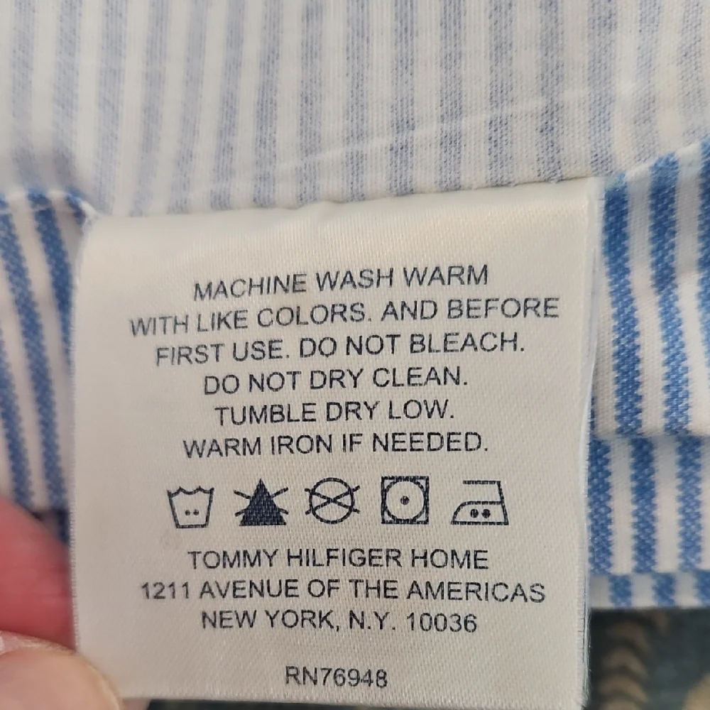 Tommy Hilfiger White Blue Stripes Red Nautical Lobster Cotton Twin Flat Sheet